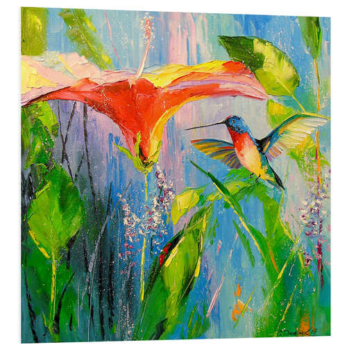 Foam board print Hummingbird and flower