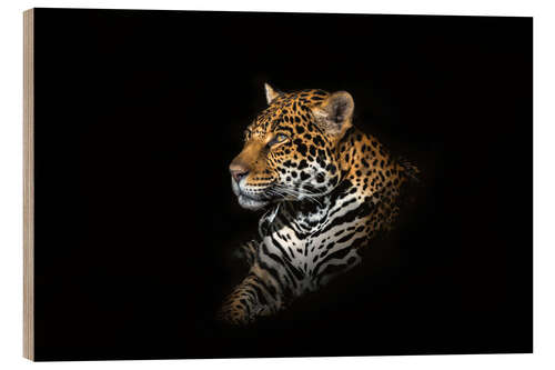 Wood print Jaguar portrait