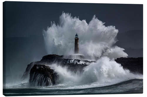 Lærredsbillede Lighthouse in the waves