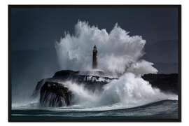 Gerahmter Kunstdruck Leuchtturm in den Wellen