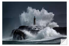 Muursticker Lighthouse in the waves