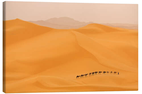 Canvas print Camel caravan in the Sahara