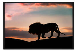 Gerahmter Kunstdruck Sonnenuntergang in der Serengeti
