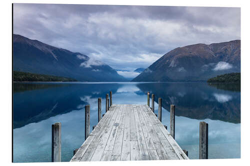 Tableau en aluminium Jetée sur le lac Rotoiti, Nouvelle-Zélande