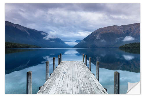 Vinilo para la pared Embarcadero en el lago Rotoiti, Nueva Zelanda