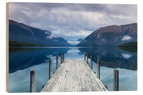 Tableau en bois Jetée sur le lac Rotoiti, Nouvelle-Zélande