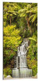 Aluminium print Tropical waterfall in New Zealand