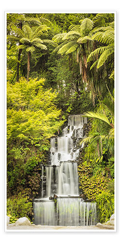 Poster Tropischer Wasserfall in Neuseeland