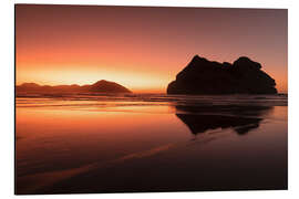 Aluminiumtavla Wharariki Beach at sunset, New Zealand