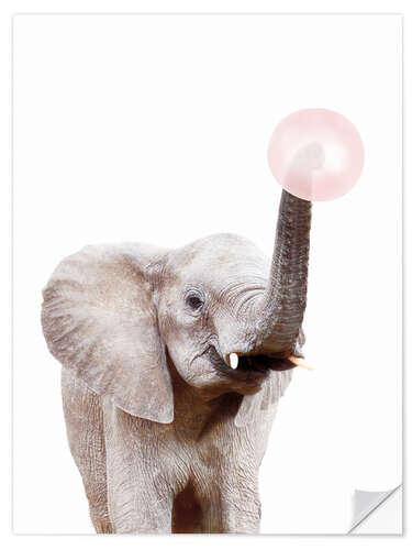 Naklejka na ścianę Elephant with Bubble Gum