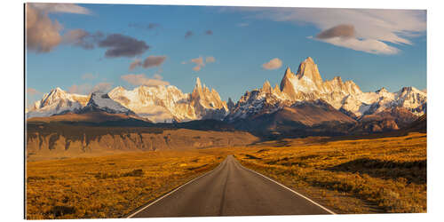 Quadro em plexi-alumínio Estrada para o Fitz Roy na Patagônia