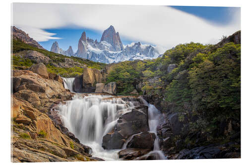 Stampa su vetro acrilico Fitz Roy Cascades a Los Glaciares