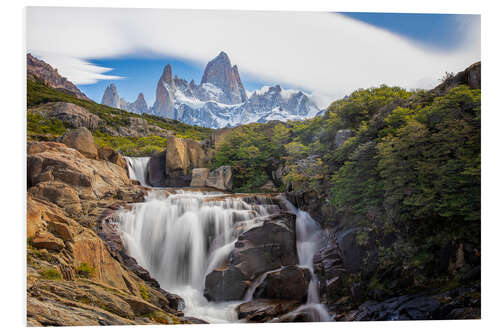 Foam board print Fitz Roy Cascades in Los Glaciares