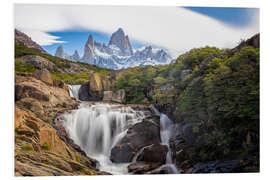 Quadro em PVC Fitz Roy Cascades em Los Glaciares