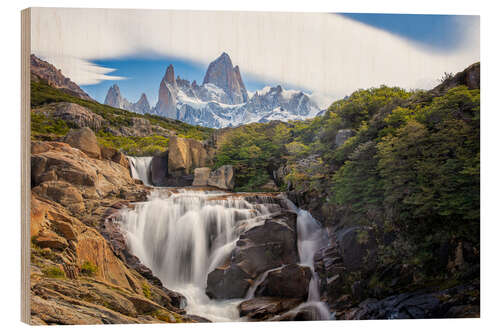 Holzbild Fitz Roy Kaskaden in Los Glaciares