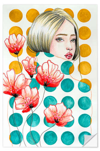 Selvklebende plakat Polka dot watercolor