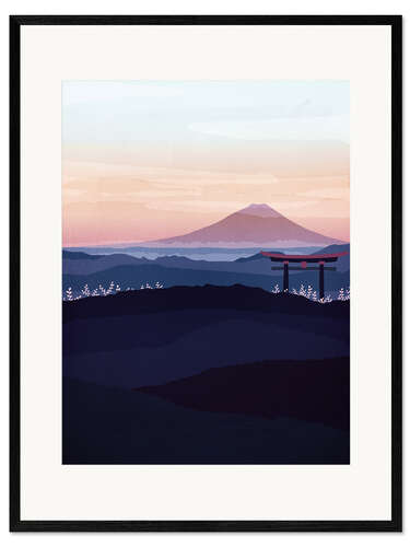 Plakat artystyczny premium w ramie Mount Fuji, Japan