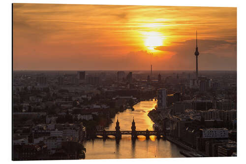 Aluminium print Berlin skyline Oberbaumbrücke with TV tower