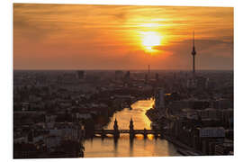 Foam board print Berlin skyline Oberbaumbrücke with TV tower