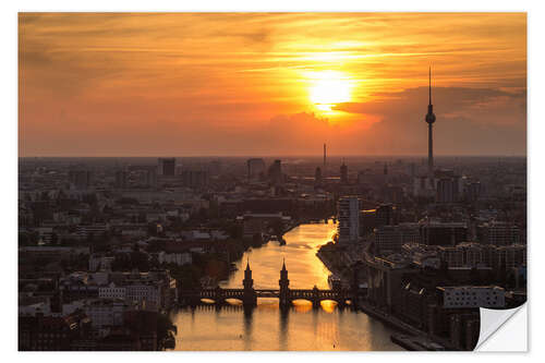 Vinilo para la pared Horizonte de Berlín Oberbaumbrücke con torre de televisión