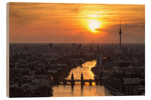 Puutaulu Berlin skyline Oberbaumbrücke with TV tower