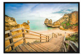 Gerahmter Kunstdruck Camilo Beach mit Holzsteg