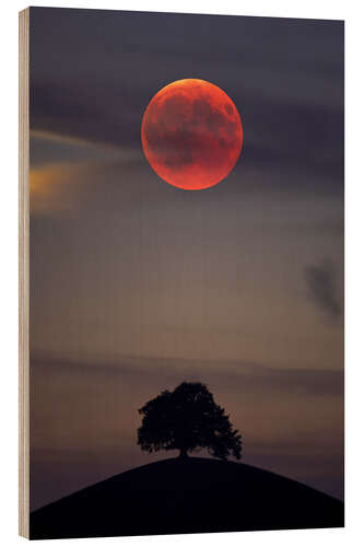 Wood print Blood moon