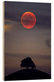 Hout print Blood moon