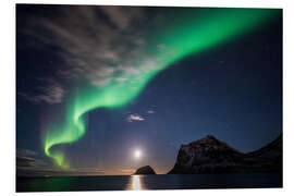 Print på skumplade Northern lights in the moonlight