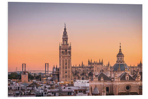 Print på skumplade La Giralda and Iglesia del Salvador