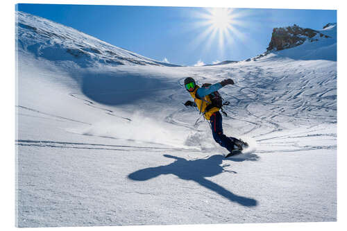 Tableau en verre acrylique Snowboarder avec splitboard