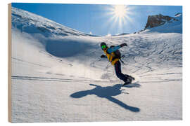 Trätavla Snowboarder with splitboard