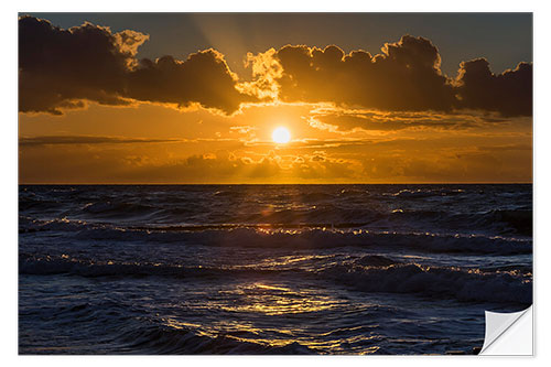 Wall sticker Sunset over the wavy Baltic Sea