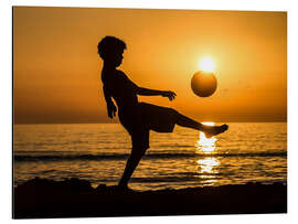 Aluminiumtavla Boy with soccer ball