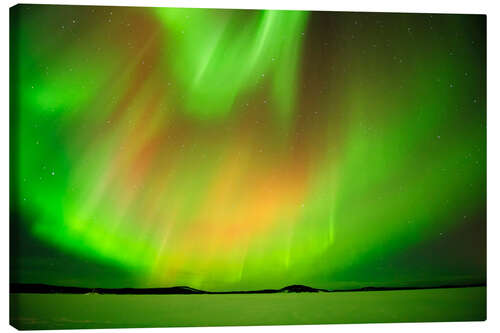 Canvas print Aurora Borealis over the frozen Inari Lake