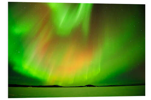 Tableau en PVC Aurores boréales sur le lac Inari gelé