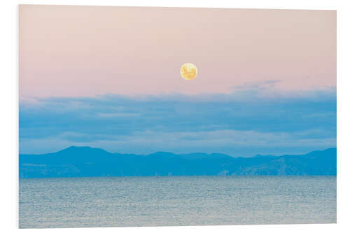 Print på skumplade Moon rise on Kaiteriteri Beach, New Zealand