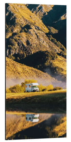 Aluminium print Caravan on aroad trip through New Zealand