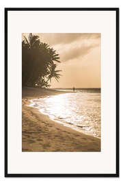 Gerahmter Kunstdruck Tropischer Sonnenuntergang mit Palmen