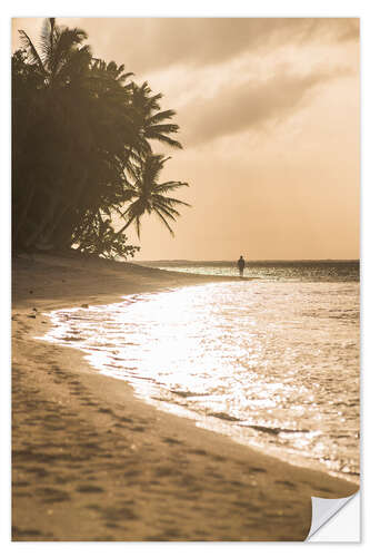 Selvklebende plakat Tropical sunset with palm trees