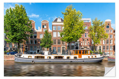 Wall sticker Architecture and boat in the canals of Amsterdam