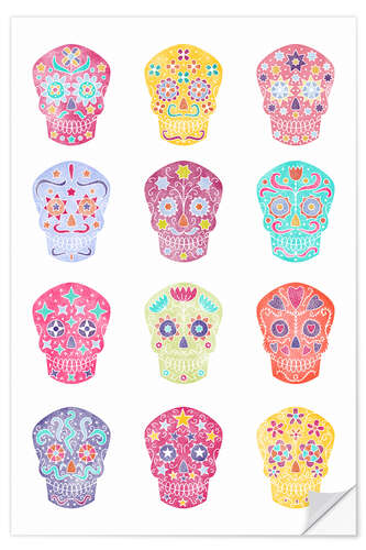 Selvklebende plakat Day of the Dead Sugar Skulls