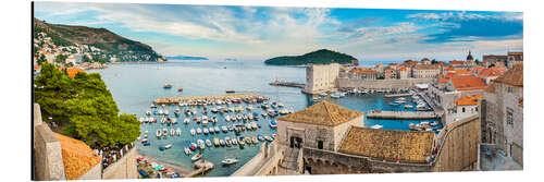 Aluminium print Dubrovnik Old Town Harbor and City Walls, Croatia