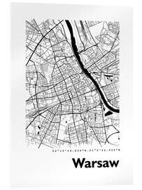 Acrylglasbild Stadtplan von Warschau