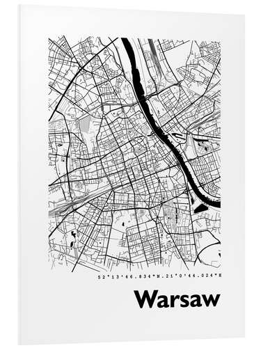 Hartschaumbild Stadtplan von Warschau