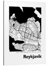 Tableau en aluminium Plan de la ville de Reykjavik