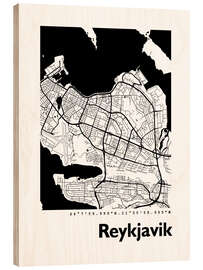 Hout print Reykjavik city map