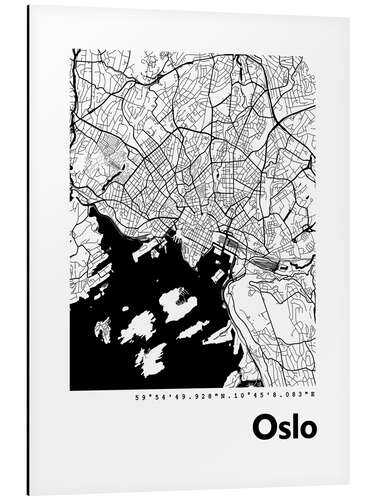 Aluminium print City map of Oslo