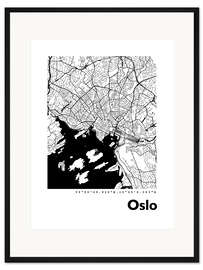 Gerahmter Kunstdruck Stadtplan von Oslo