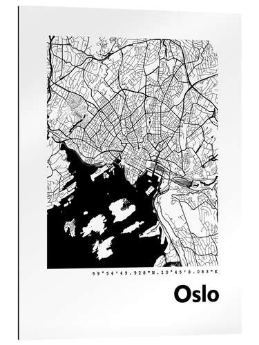 Cuadro de plexi-alu Mapa de la ciudad de Oslo